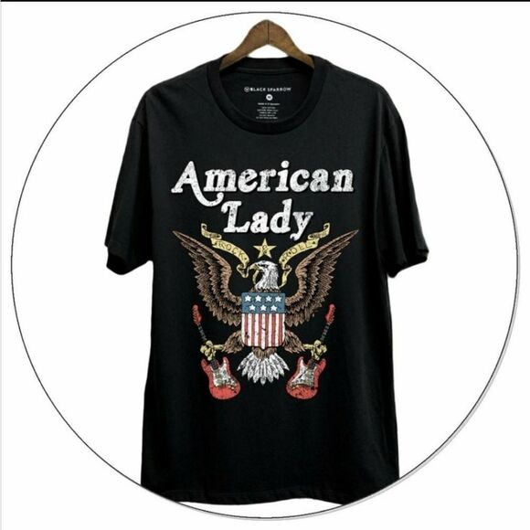 39. Black Rock n Roll American Lady Eagle Short Sleeve Graphic Tees - Picture 2 of 7